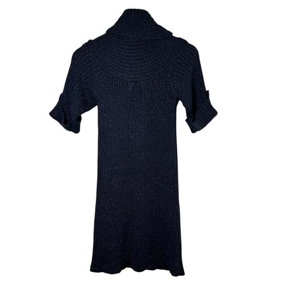 Rebecca Taylor Turtle Neck Sweater Dress Size XS Black with Metallic Thread - Picture 2 of 11